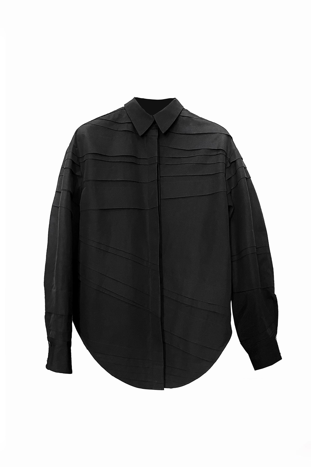 Chemise noir plissé artisanal