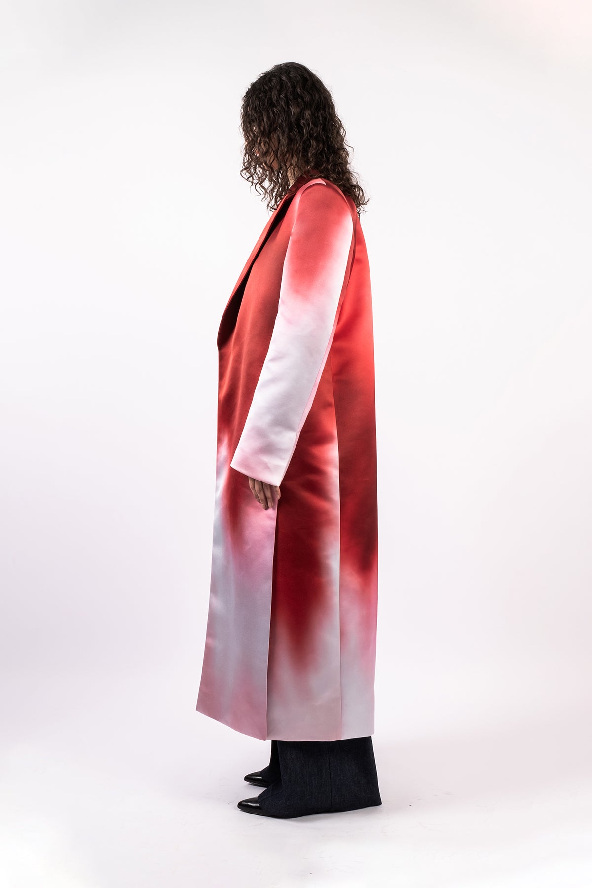 Printed long straight coat
