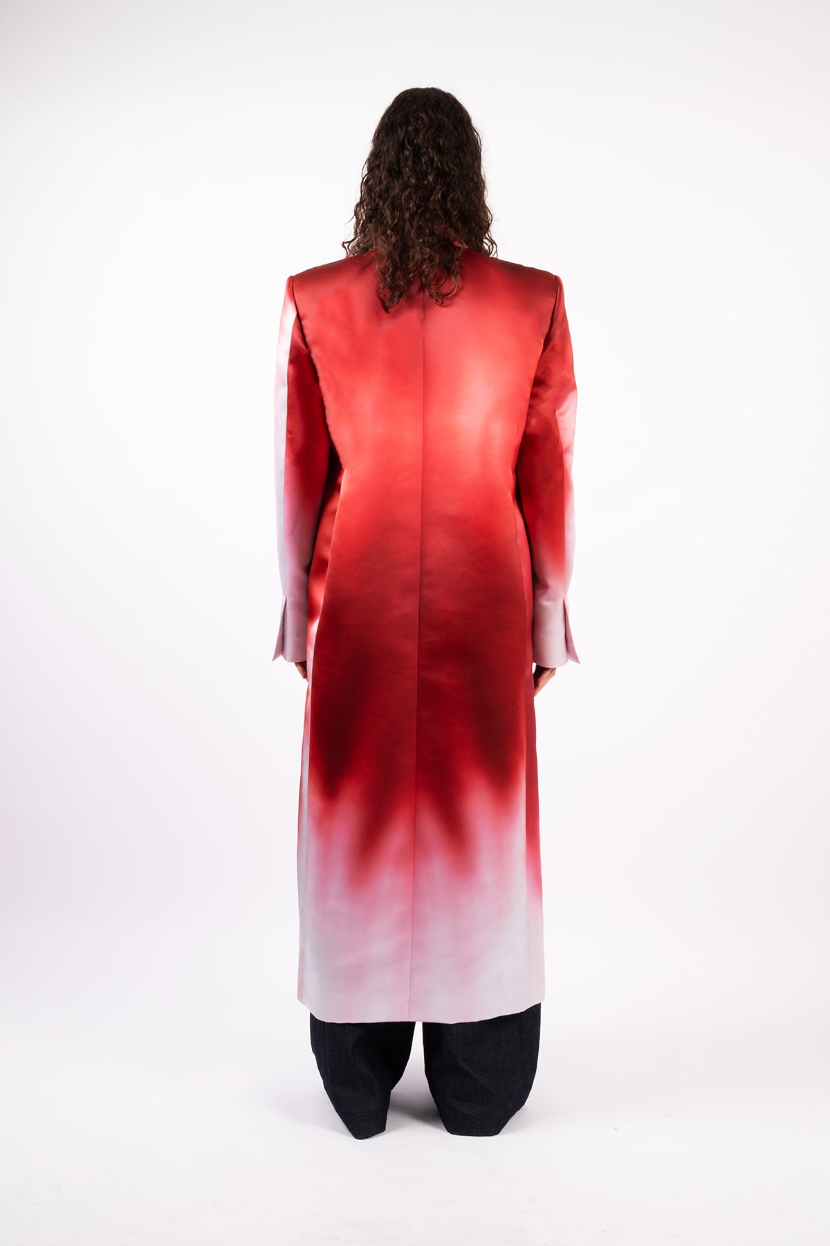 Printed long straight coat