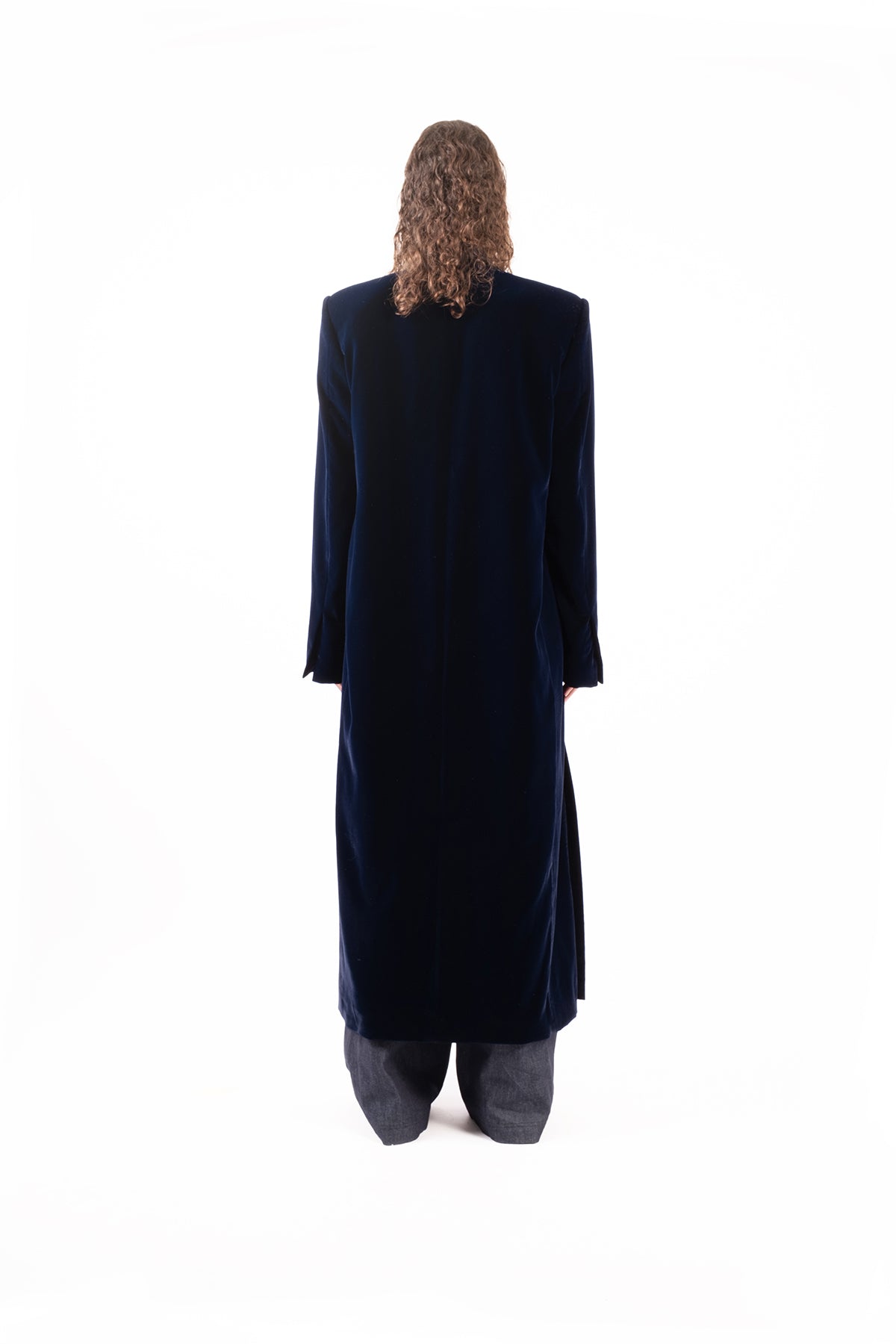 Long straight velvet coat