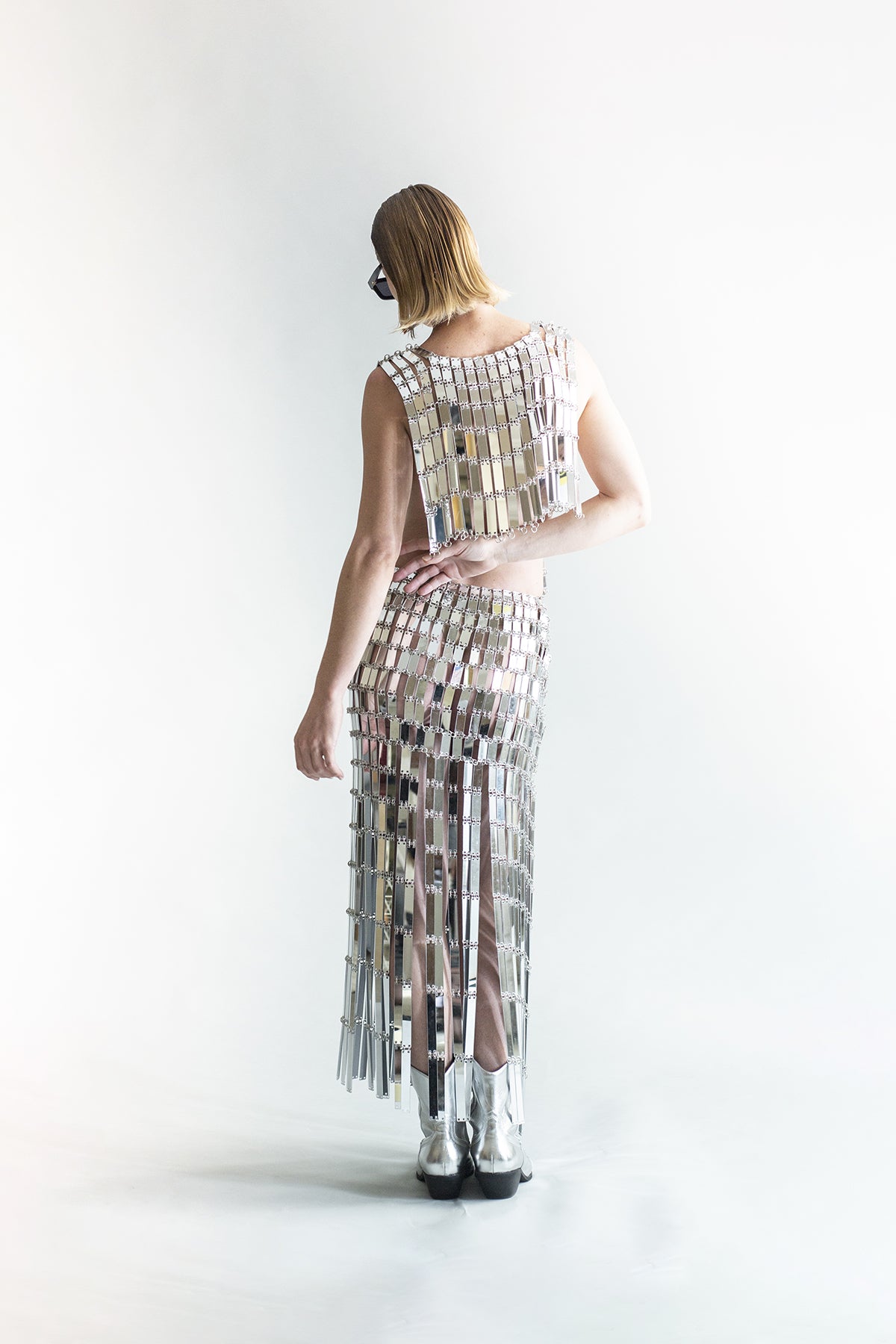 Laser cut mirror silver skirt - No Season 2024 Cyberdistortion