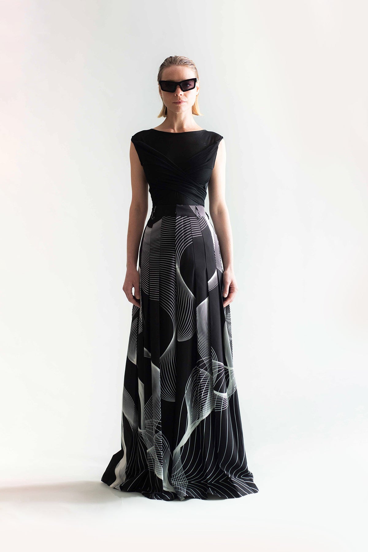 “LINES” print pleated pants - No Season 2024 Cyberdistortion