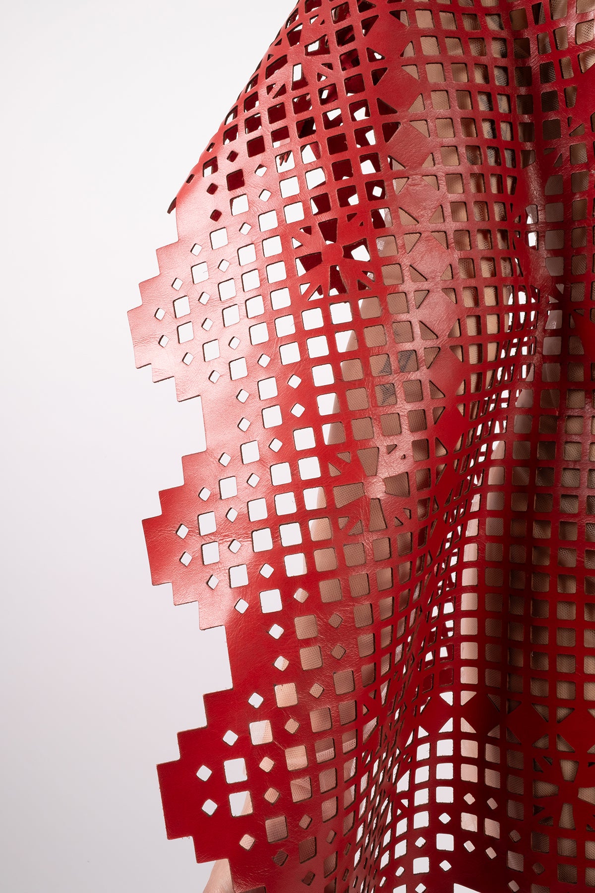Leather Armenian lace laser-cut dress