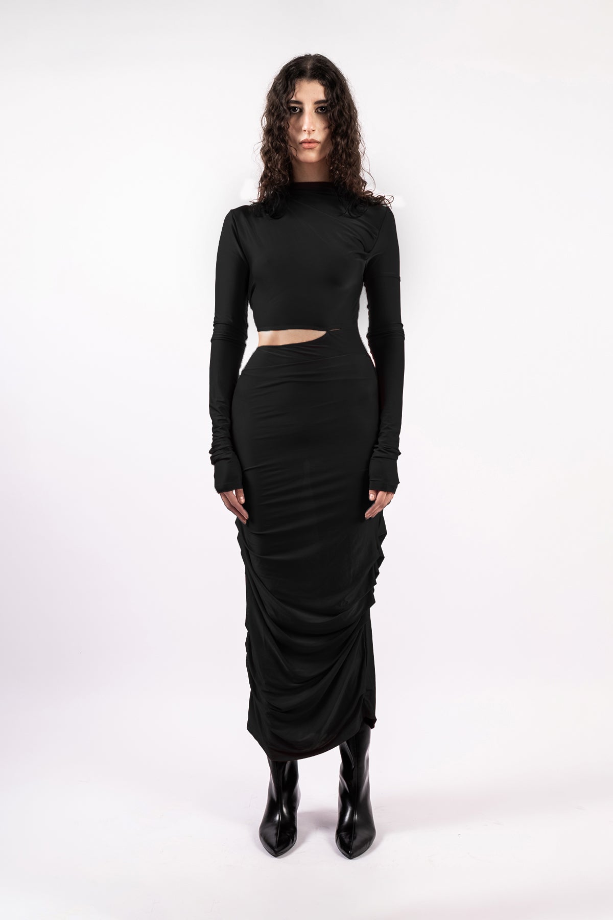 Mesh draped dress