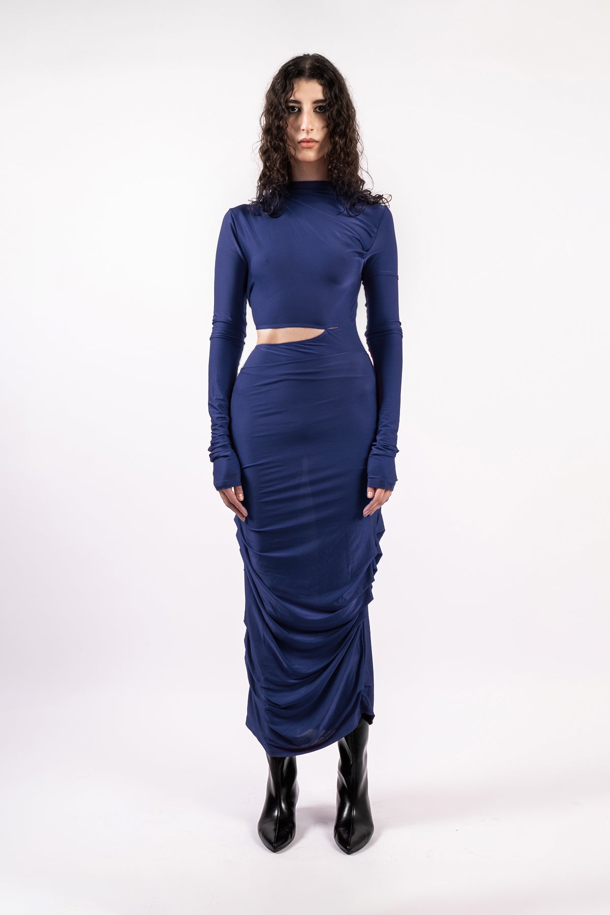Mesh draped dress