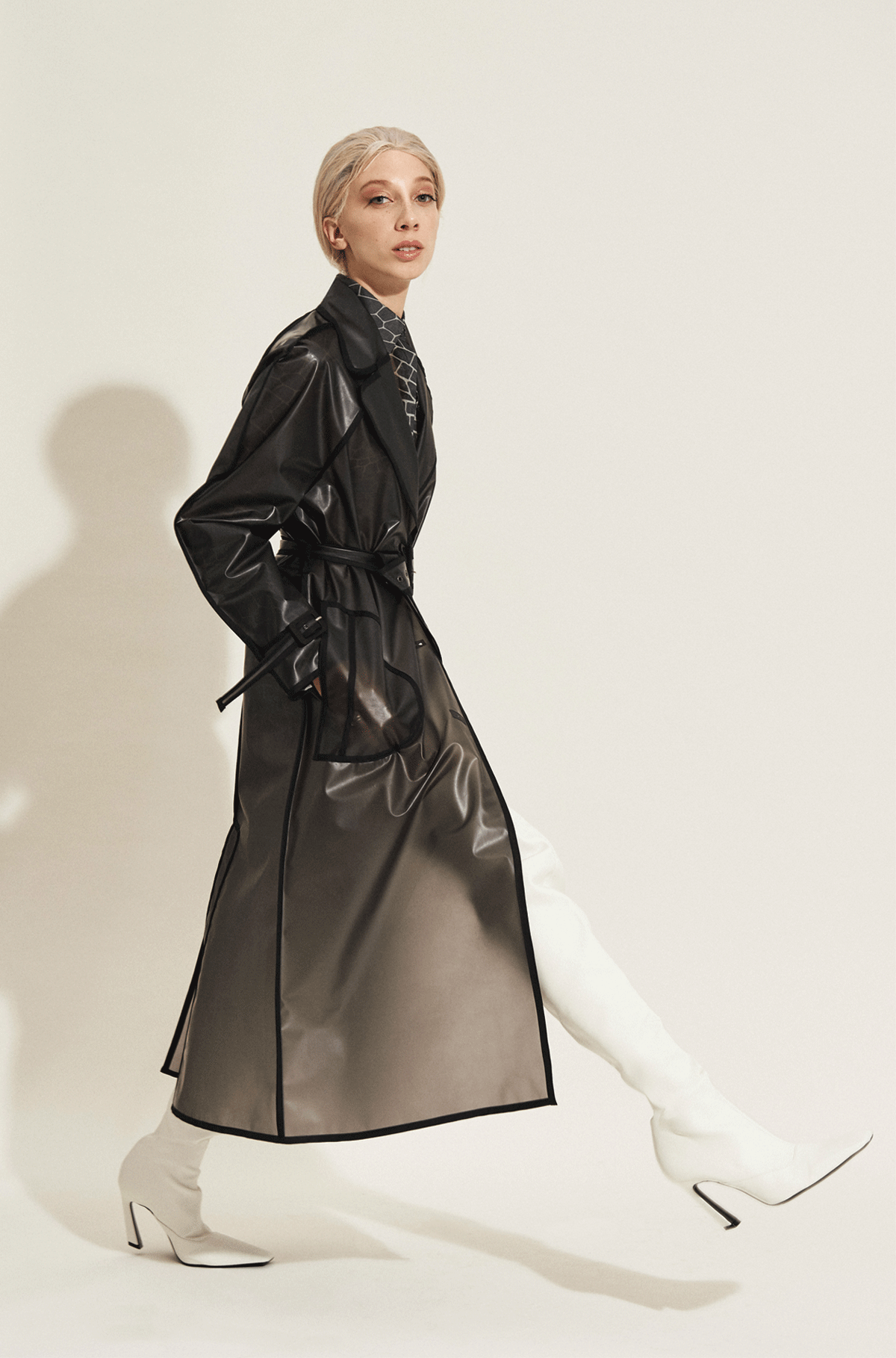 No Season smoked gray trench-coat