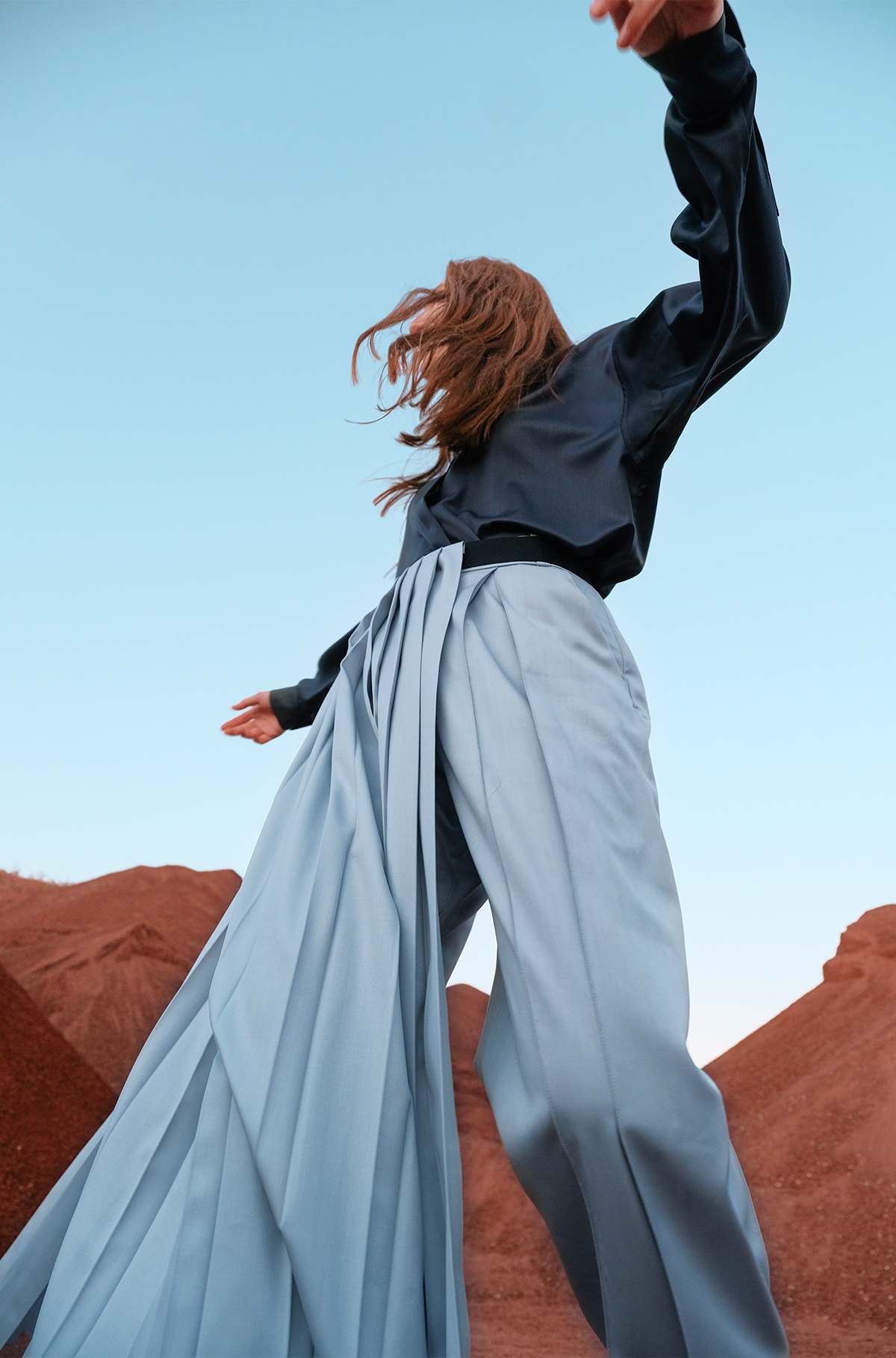 Removable pleated tailored pants set for pre-order