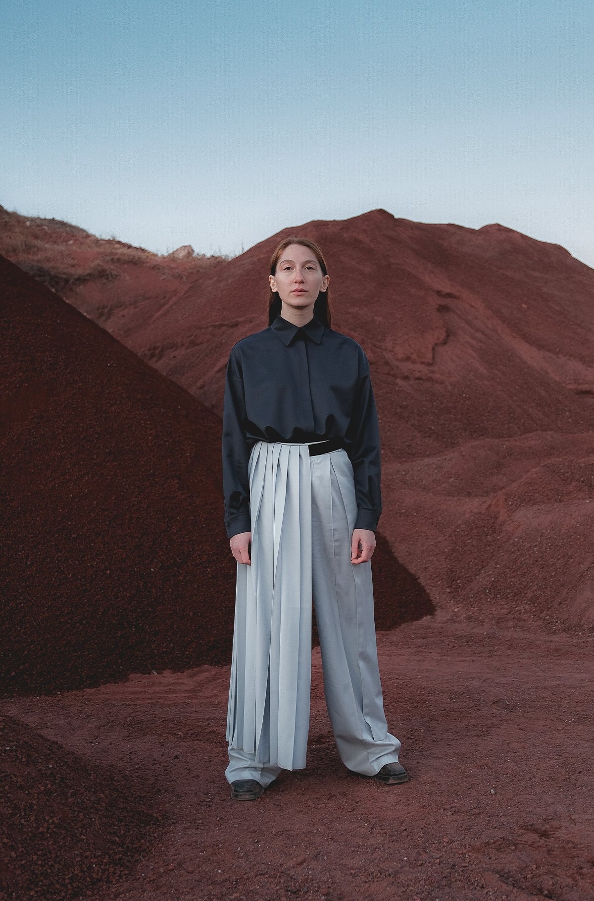 Removable pleated tailored pants set for pre-order