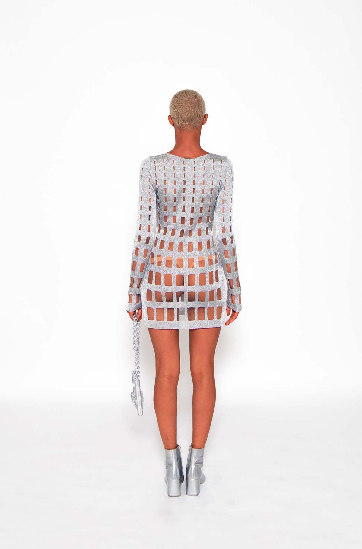 No Season 2023 silver mesh dress on pre-order